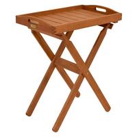 Gartenbeistelltisch klappbar Echtholz inkl. Tablett L: 75cm - Braun, KONVENTIONELL, Holz (39/60/75cm) - Gardenson