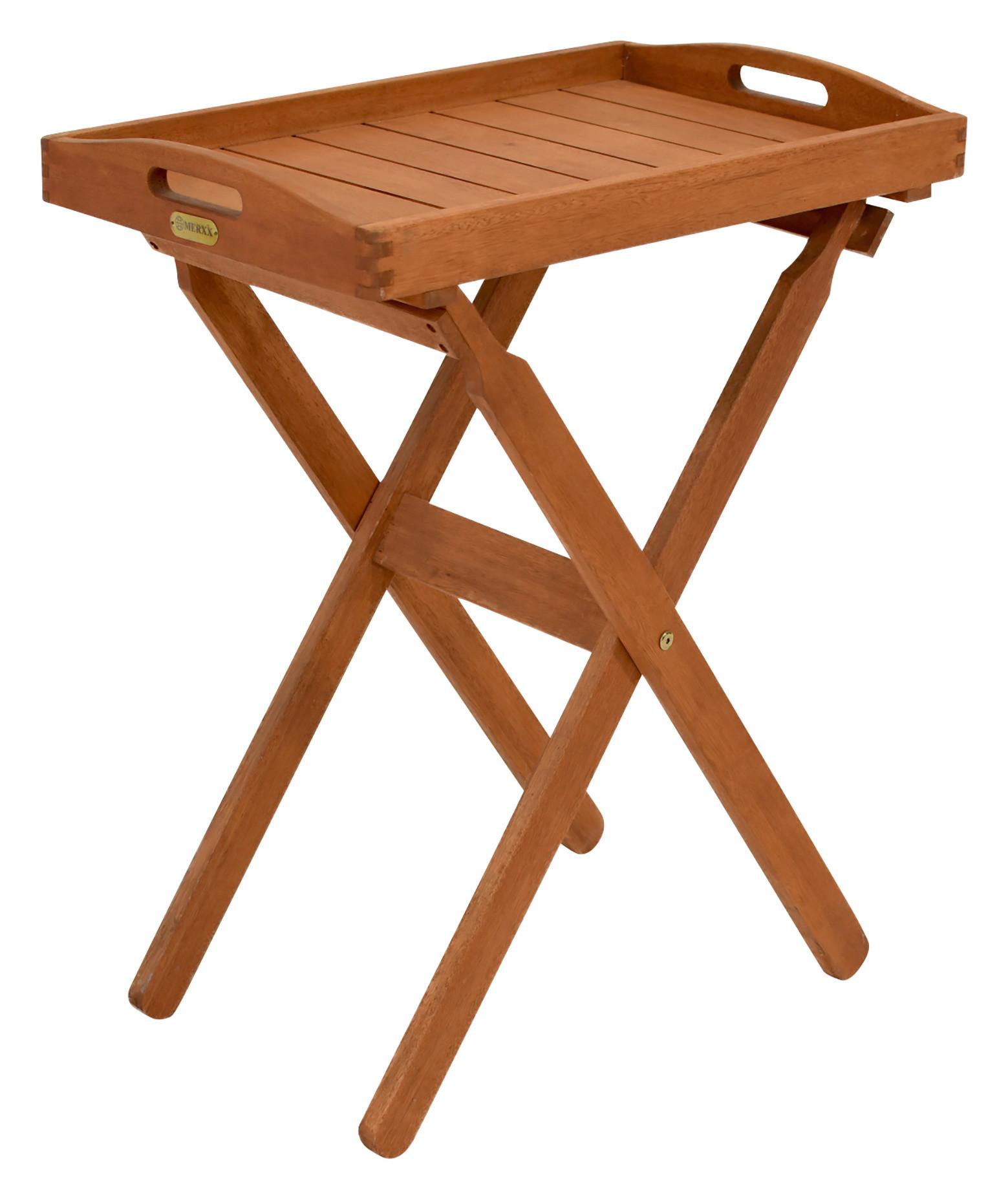 Gartenbeistelltisch klappbar Echtholz inkl. Tablett L: 75cm