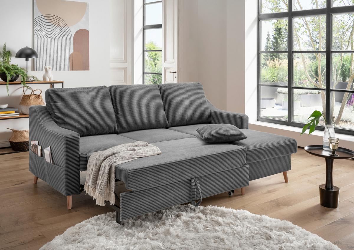 Ecksofa Valentina - Naturfarben/Grau, Design, Textil (228/150cm) - P & B