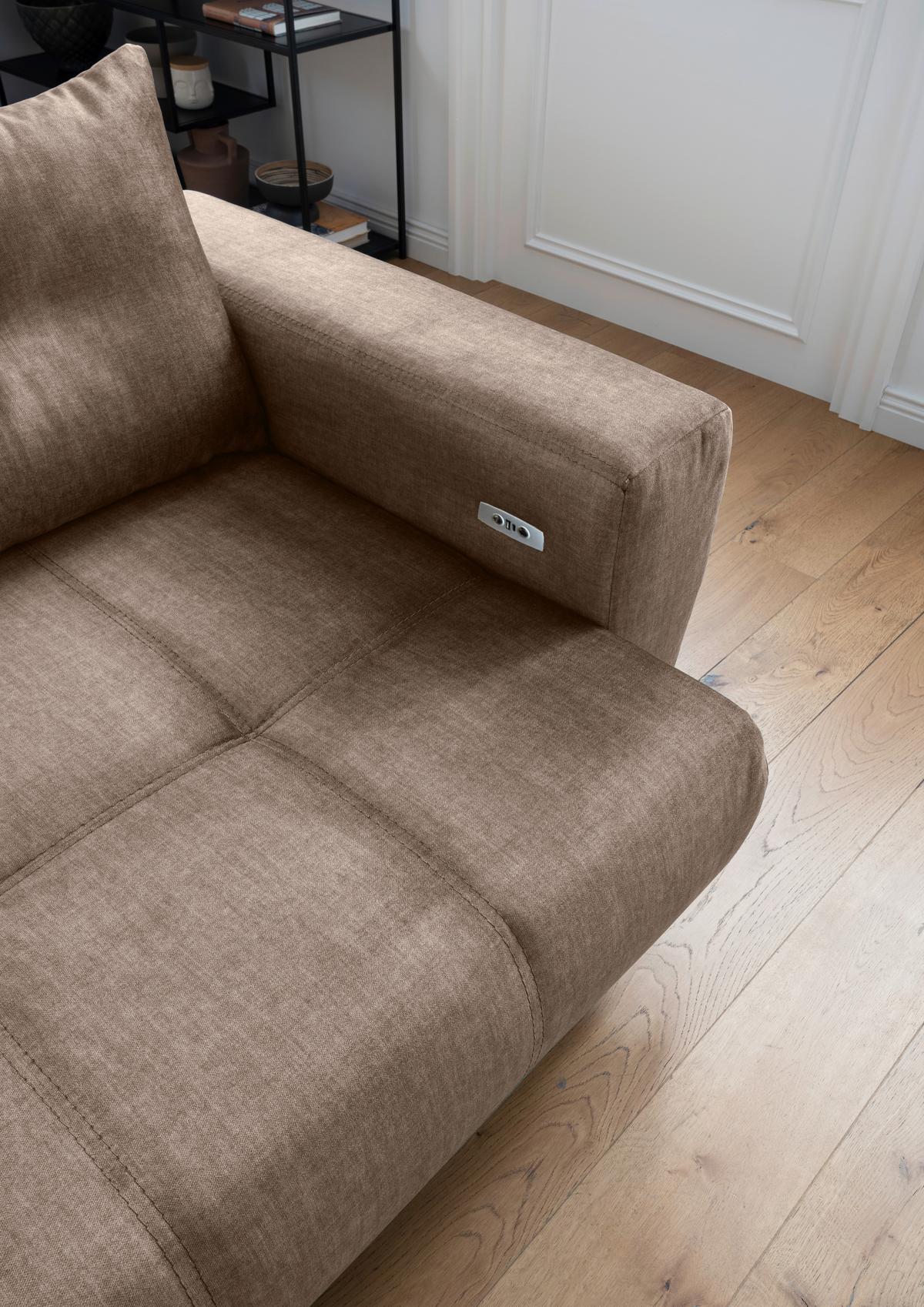 Ecksofa Restato Hellbraun S: 177x246 cm - Hellbraun/Schwarz, MODERN, Textil (177/246cm) - MID.YOU