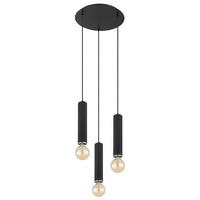 Hängeleuchte H: 160 cm 3-Flammig - Schwarz/Nickelfarben, Basics, Holz/Metall (35/160cm) - Globo