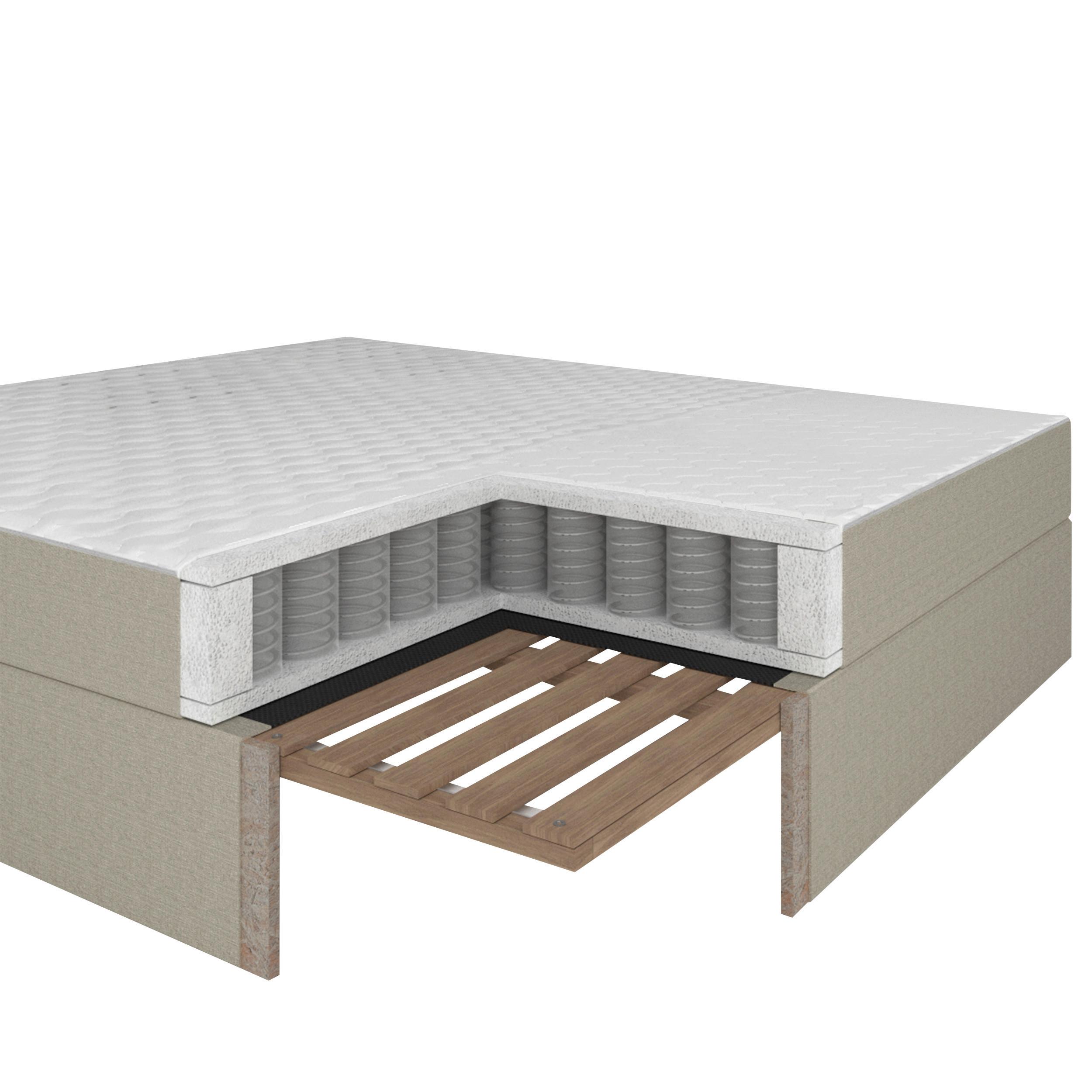 Boxspringová postel MARCO 140x200, světle šedá - černá/světle šedá, Moderní, dřevo/textil (140/200cm) - Bessagi Home