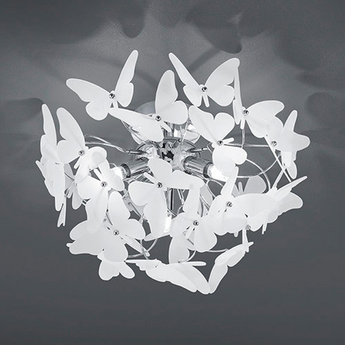 Deckenleuchte Butterfly Ø 45 cm mit Verschiedenen Farben - Chromfarben/Lila, Design, Kunststoff/Metall (45/28,5cm)