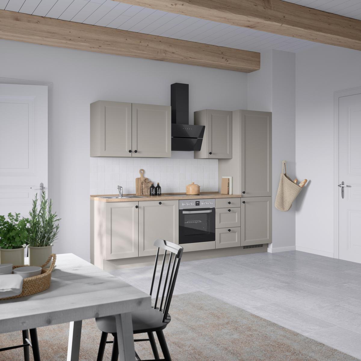 Kuchyňská linka 270 cm, kamenná sivá supermatná - šedá/černá, Moderní, kov/kompozitní dřevo (270cm) - Nobilia