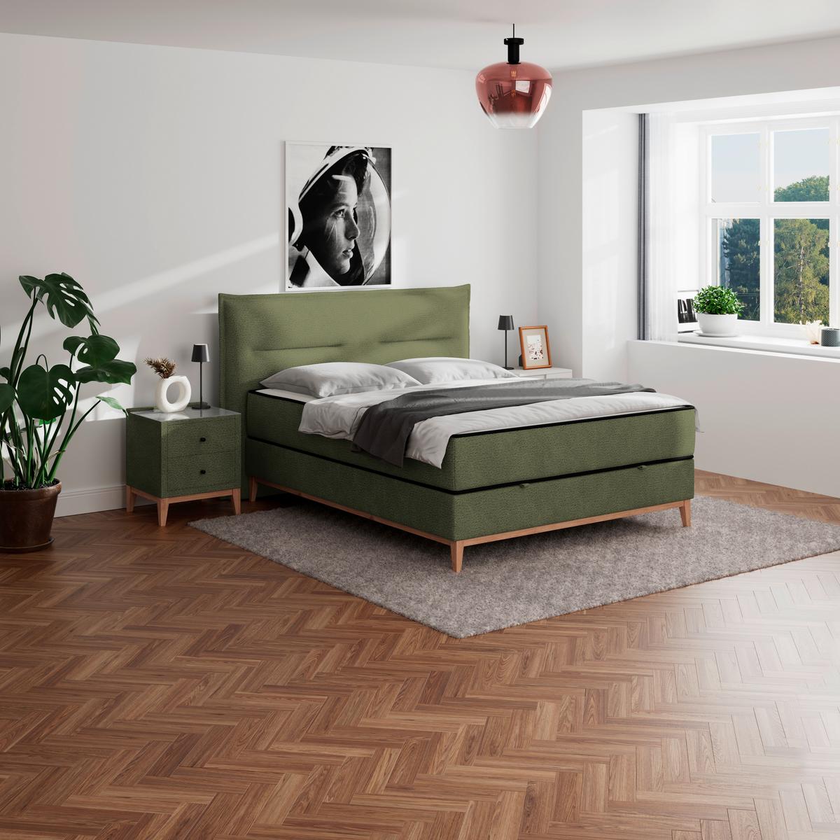 Boxbett Smile inkl. Matratze 180x200 - Grün, KONVENTIONELL, Holz/Holzwerkstoff (180/200cm) - James Wood
