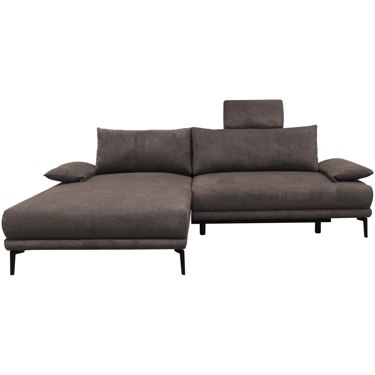 Ecksofa mit Bettkasten Lagacy 192x260 cm Webstoff Graubraun - Graubraun/Schwarz, Design, Textil (192/260cm) - MID.YOU