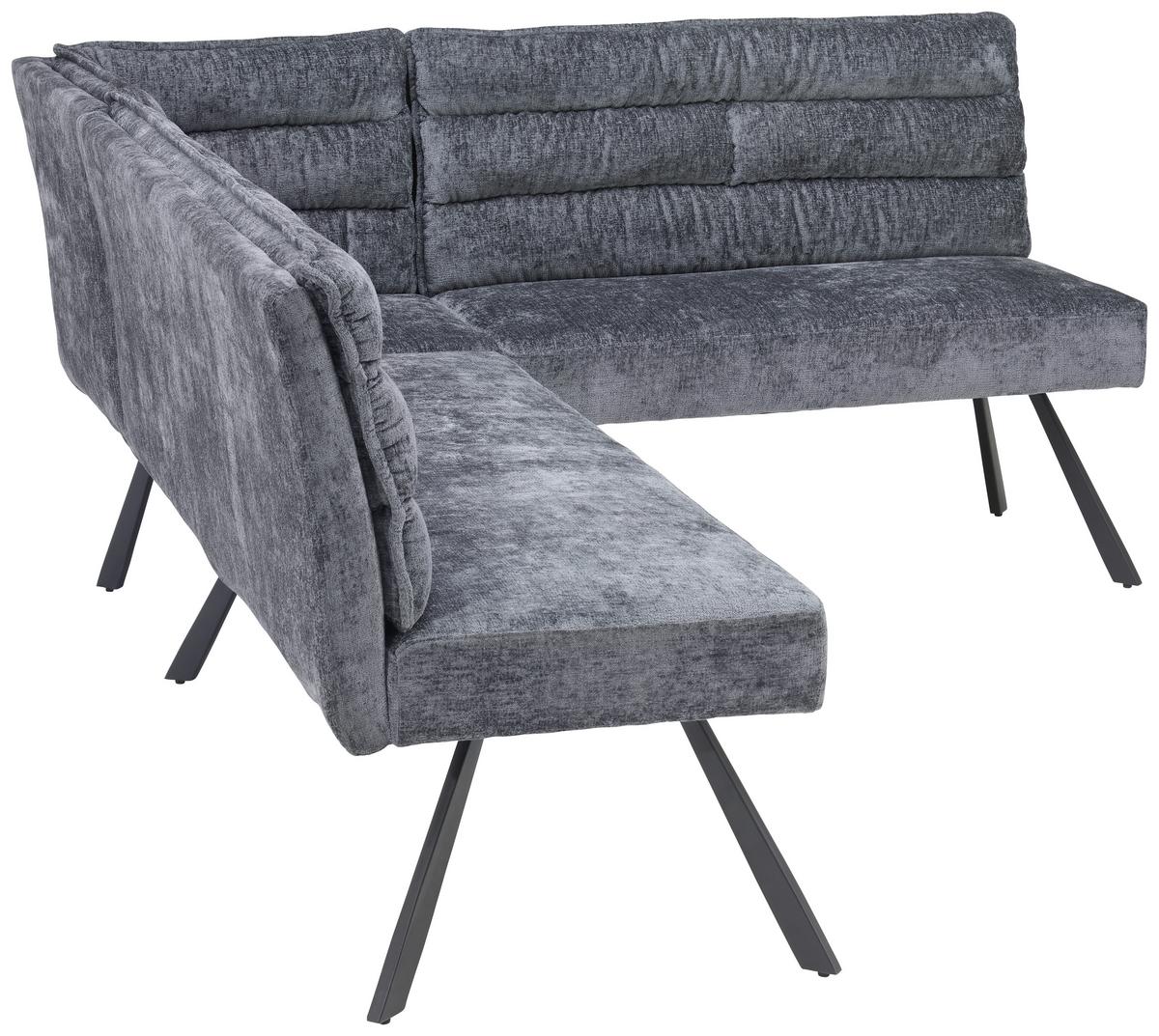 Eckbank  YURi Grau, Schenkel: 176x214 cm - Schwarz/Grau, LIFESTYLE, Textil/Metall (176-214/68/88cm) - Livetastic