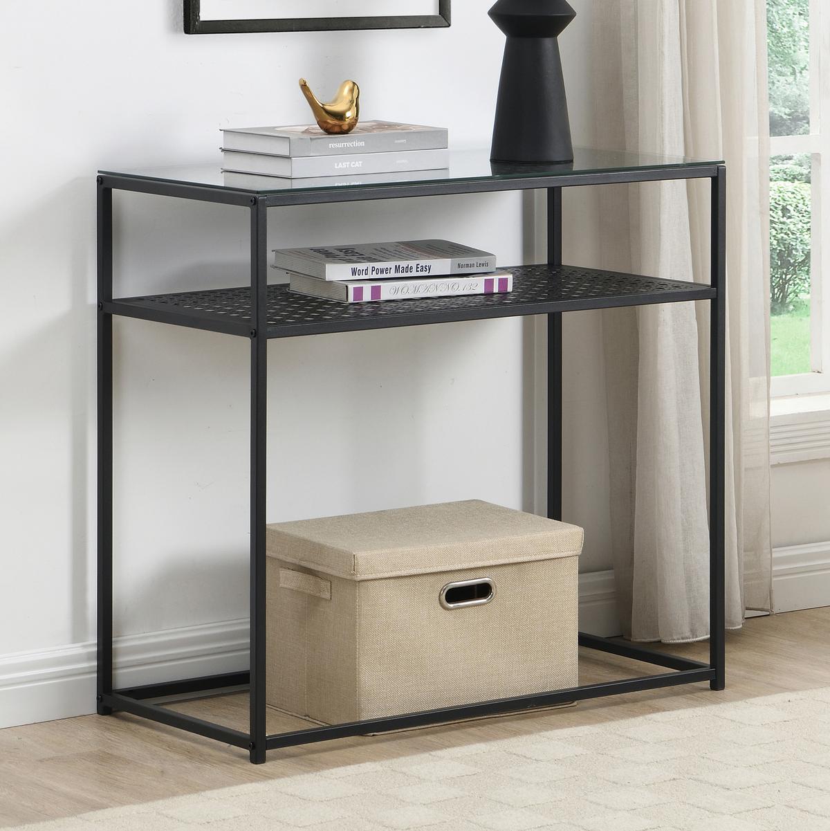 KONSOLENTISCH Schwarz B: 80 cm - Schwarz, Design, Glas/Metall (80/40/77cm) - MID.YOU