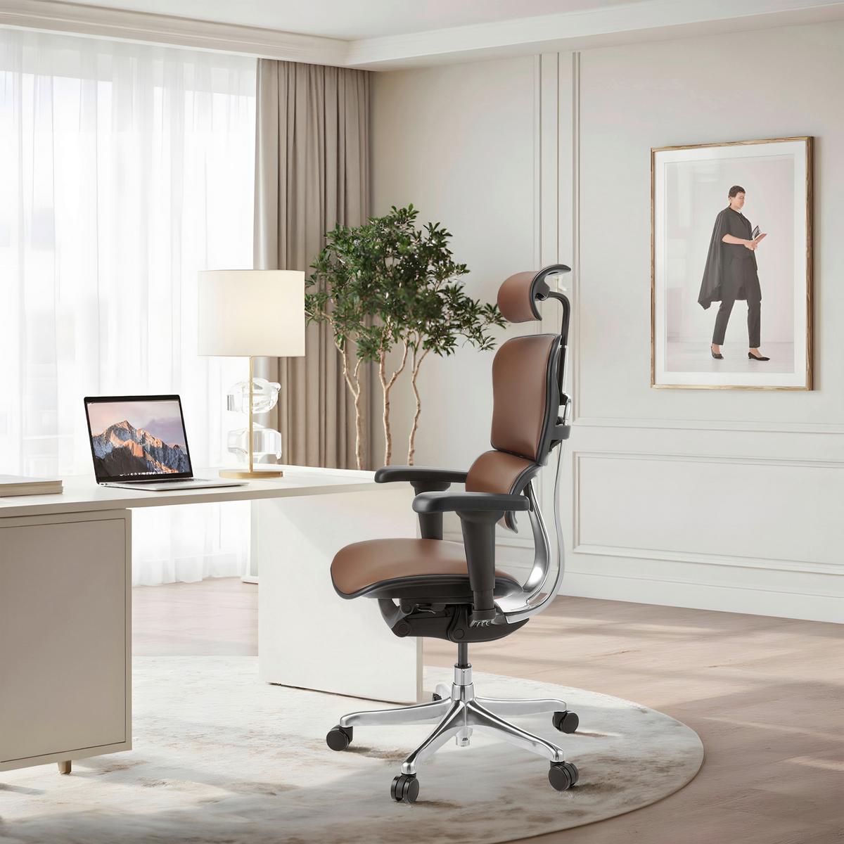 Drehstuhl Ergohuman Ultra Gen Braun/Schwarz B: 65cm - Silberfarben/Schwarz, MODERN, Leder/Kunststoff (65/132/60cm) - MID.YOU