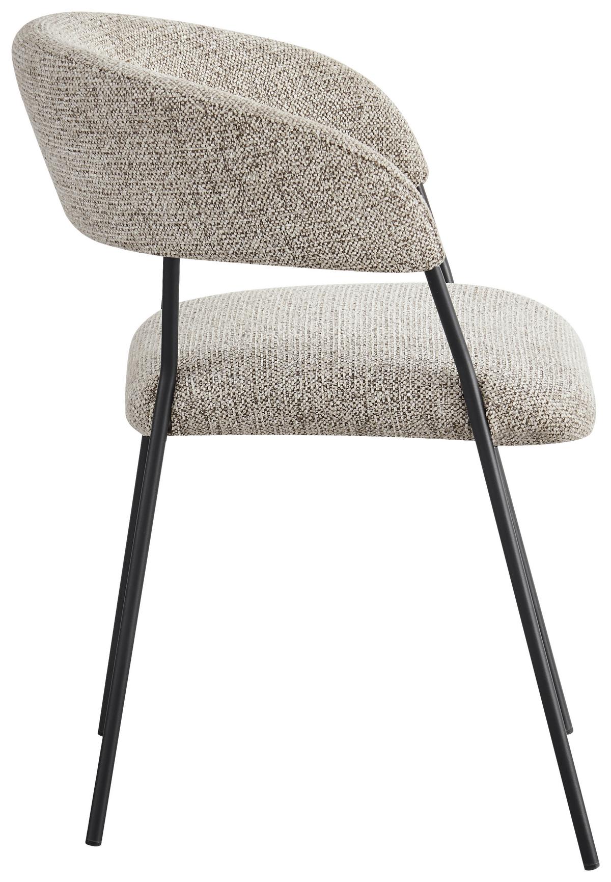 Armlehnstuhl Sigi Webstoff Grau - Schwarz/Grau, MODERN, Textil/Metall (58/76/61cm) - MID.YOU