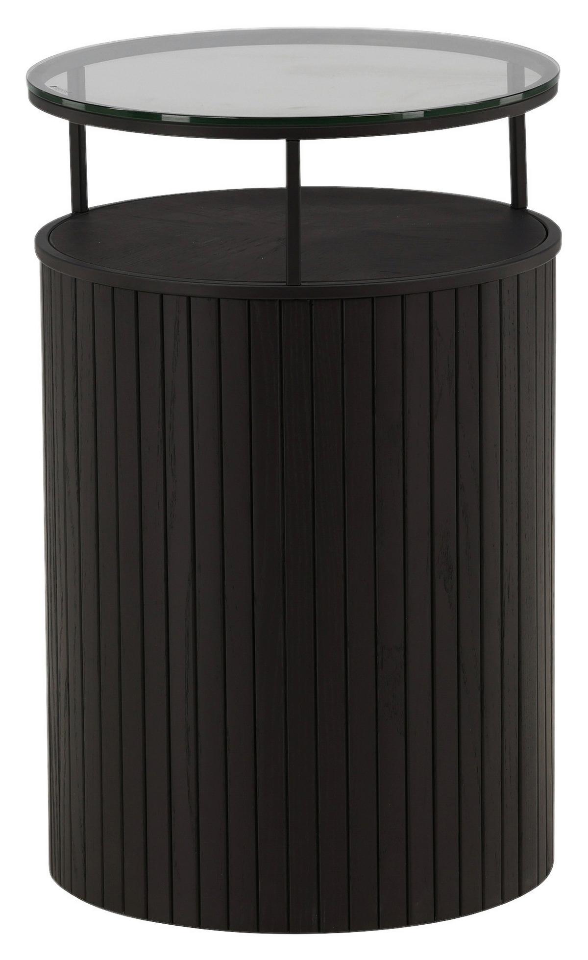 Beistelltisch Bovall - Schwarz, Design, Glas/Holz (37/37/58cm) - Livetastic
