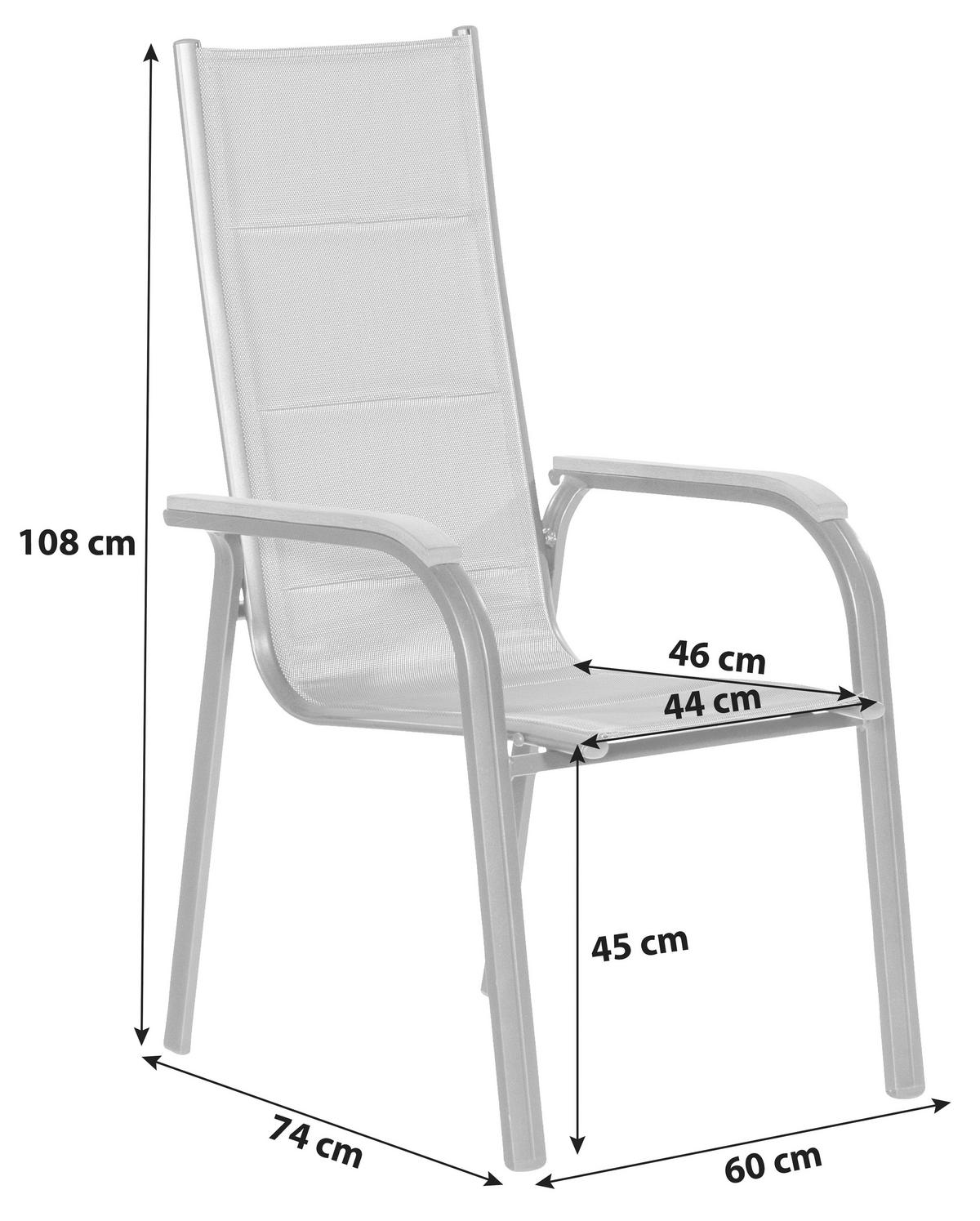 Gartensessel Stapelbar Trivero Metall/Textil - Graphitfarben/Braun, KONVENTIONELL, Textil/Metall (60/108/74cm) - Gardenson