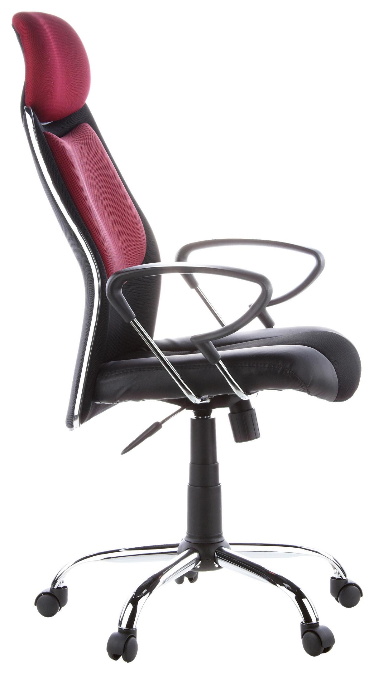 Drehstuhl City 80 Mit Wippfunktion Schwarz/rot - Silberfarben/Weinrot, Basics, Kunststoff/Textil (62/129/52cm) - MID.YOU