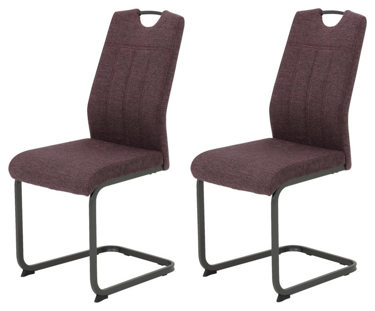 Schwingstuhl-Set Britta S Dunkelrot - Grau/Dunkelrot, MODERN, Textil/Metall (44/100/59cm) - MID.YOU