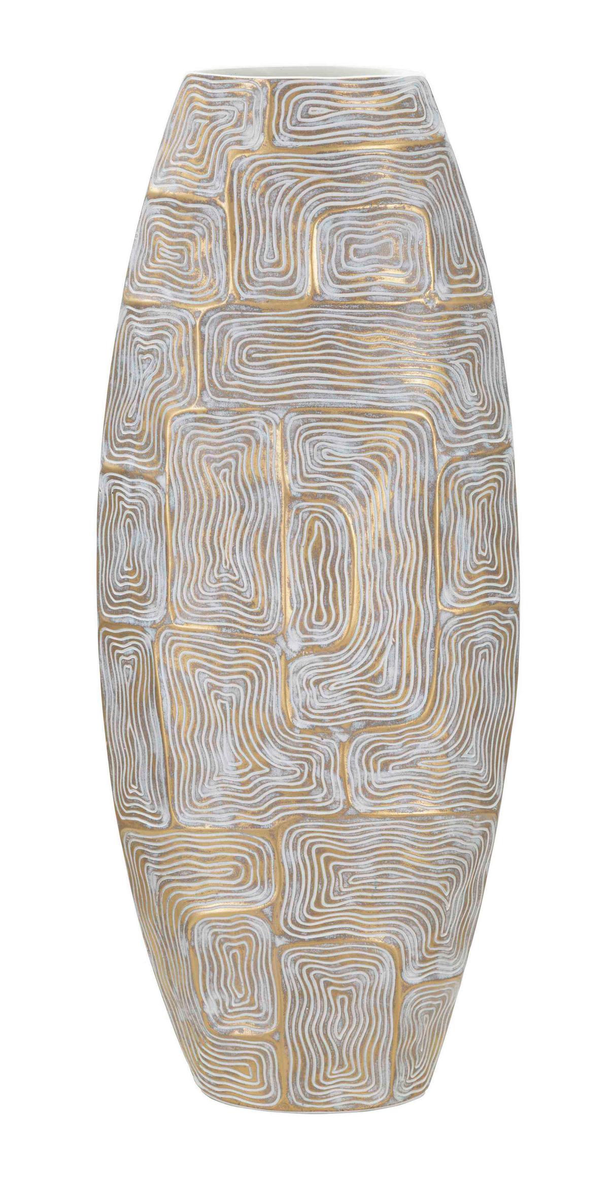 Vase Eclips Tower Weiß, Goldfarben B: 24,5 cm - Goldfarben/Weiß, Basics, Kunststoff (24.5/59.5/11.5cm)