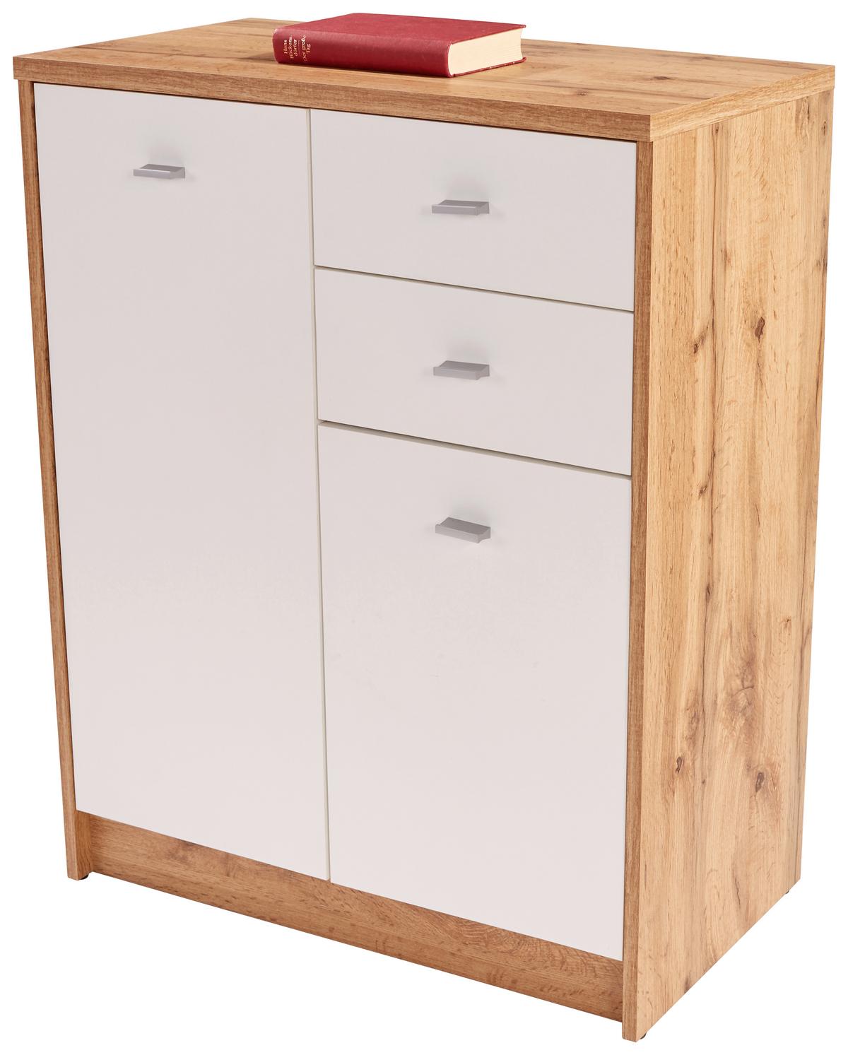 Komoda 4-YOU NEW - bílá/barvy dubu, Moderní, kompozitní dřevo/plast (74/85,4/34,6cm)
