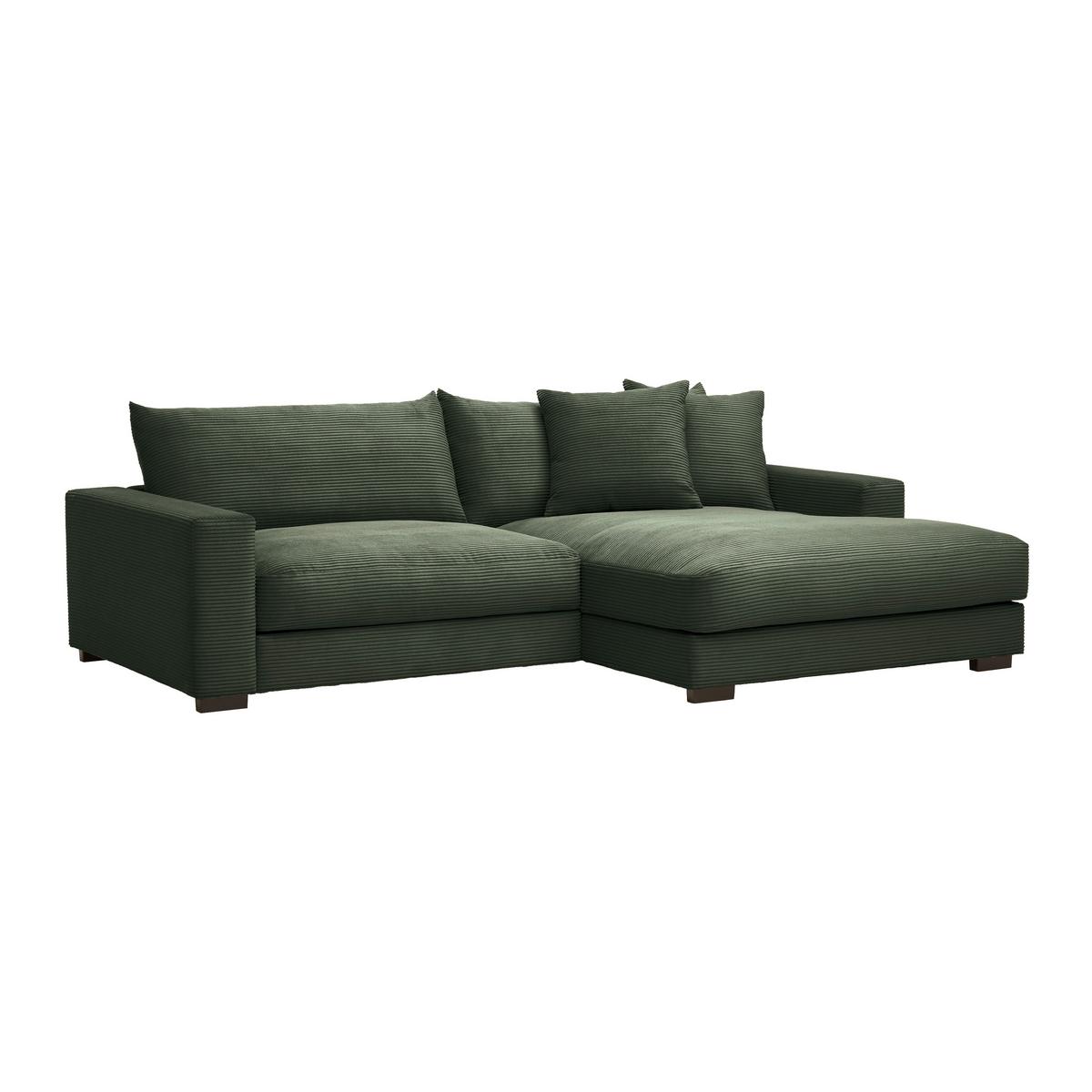 Rohová sedačka PEDRO, pravá, tmavě zelený manšestr - tmavě zelená, Moderní, textil (265/180cm) - Mömax