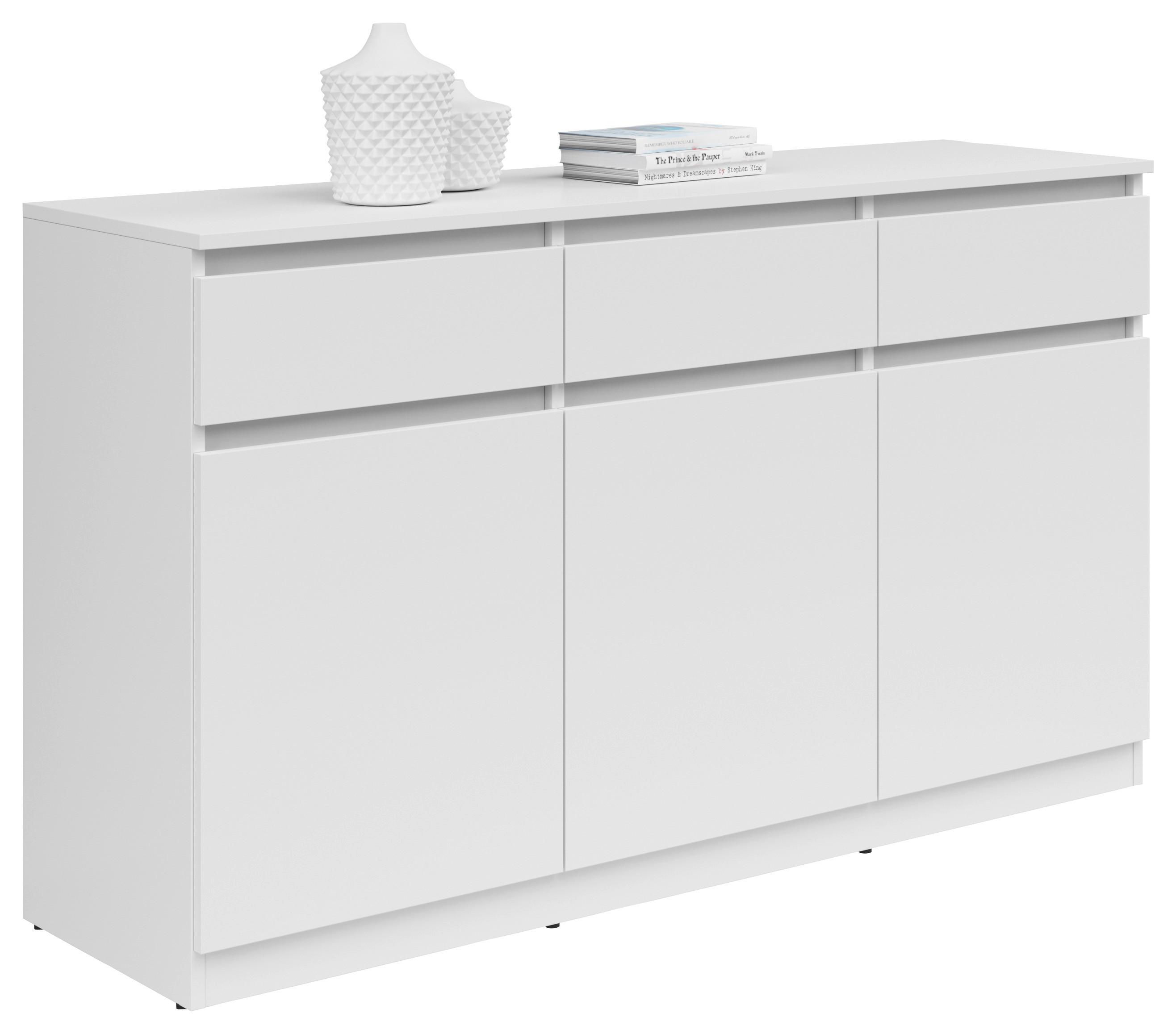 KOMODA SATURN - bílá, Konvenční, kompozitní dřevo (135/81/42cm)