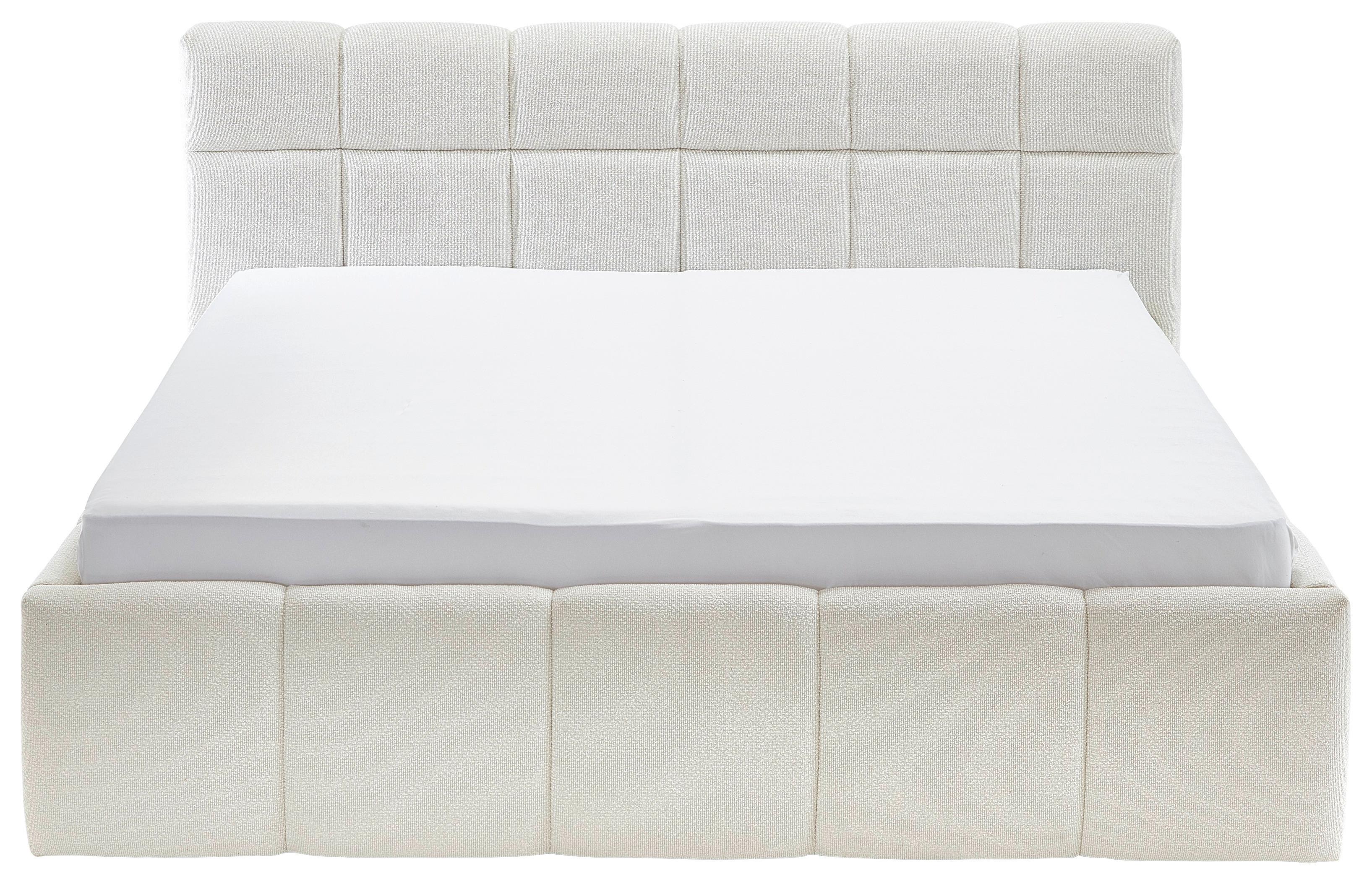 Čalúnená posteľ ASCONA 160x200, krémová - čierna/krémová, Konventionell, textil/plast (160/200cm)