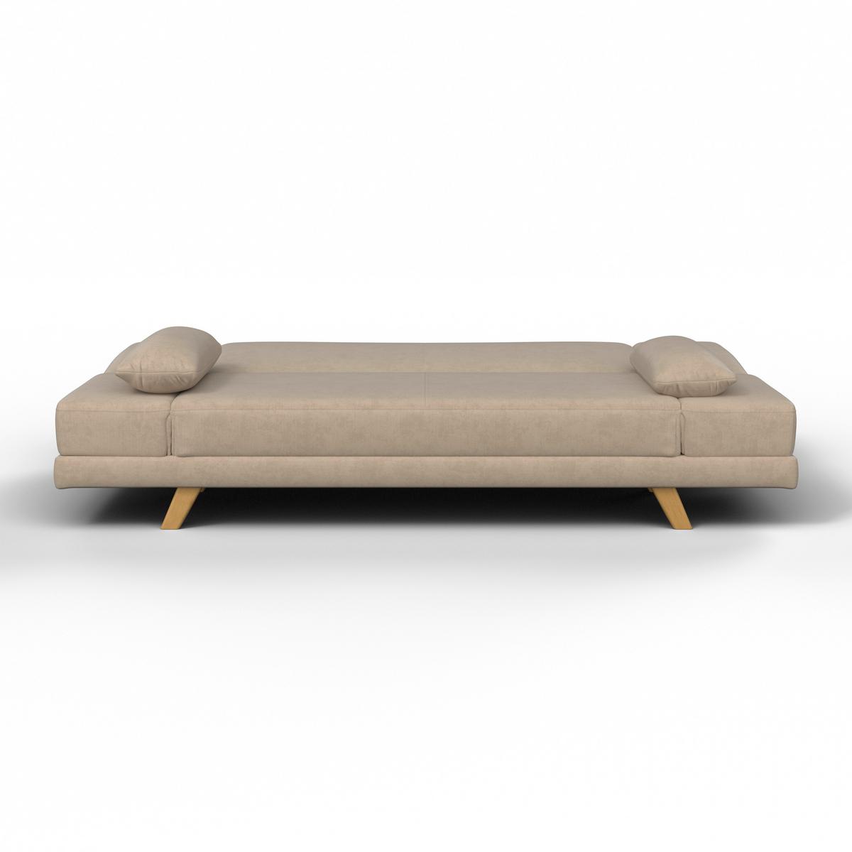Rozkládací pohovka FUNKY, jílová barva - přírodní barvy/jílová barva, Moderní, dřevo/textil (183/73/79cm) - Bessagi Home