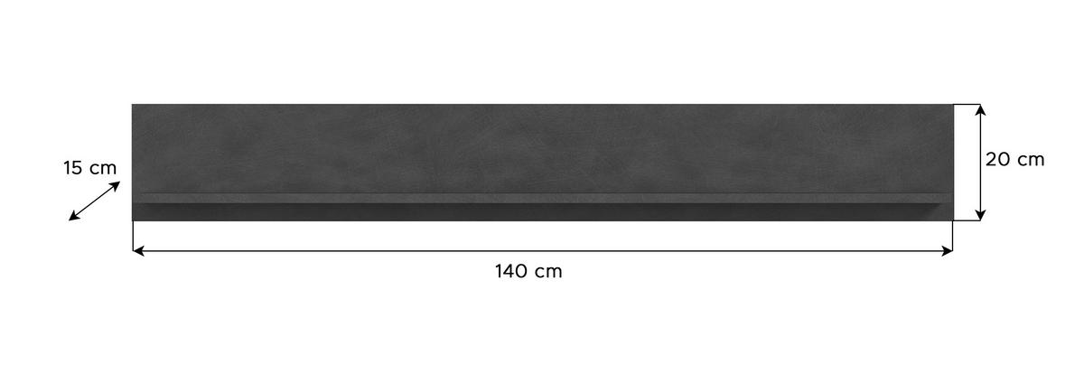 Falipolc Jam - natúr színű/antracit, Design, faalapú anyag (140/20/15cm) - MID.YOU