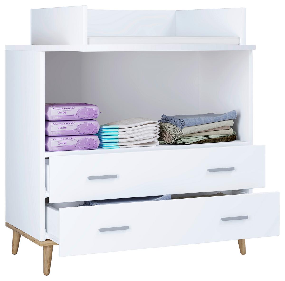 Wickelkommode Landos B: 80 cm Weiß/Honigeiche 1 Tür - Honigeiche/Weiß, MODERN, Holzwerkstoff (60/93/49cm) - MID.YOU