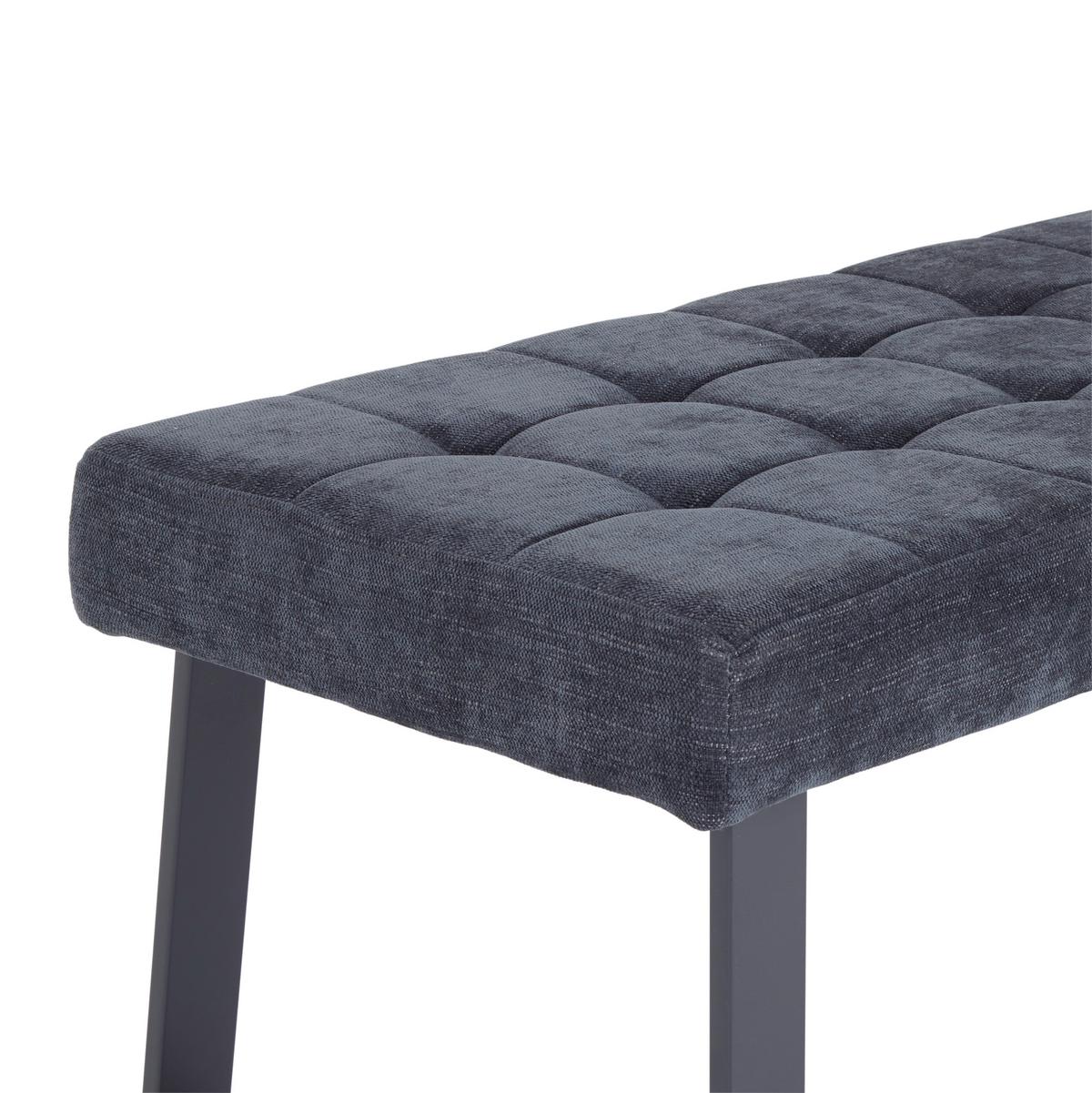 Sitzbank Brekke - Dunkelgrau/Schwarz, MODERN, Textil/Metall (140/49/48cm) - MID.YOU
