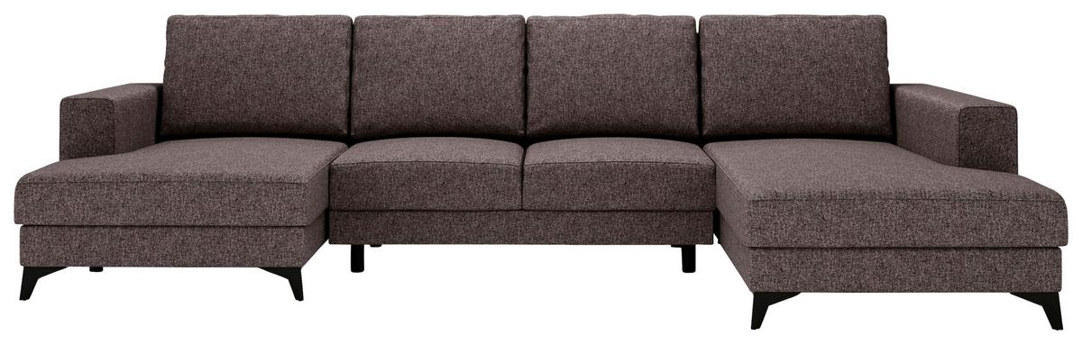 Harvey Braun U: 156x339x190 cm - Schwarz/Braun, Design, Textil (156/339/190cm) - Livetastic