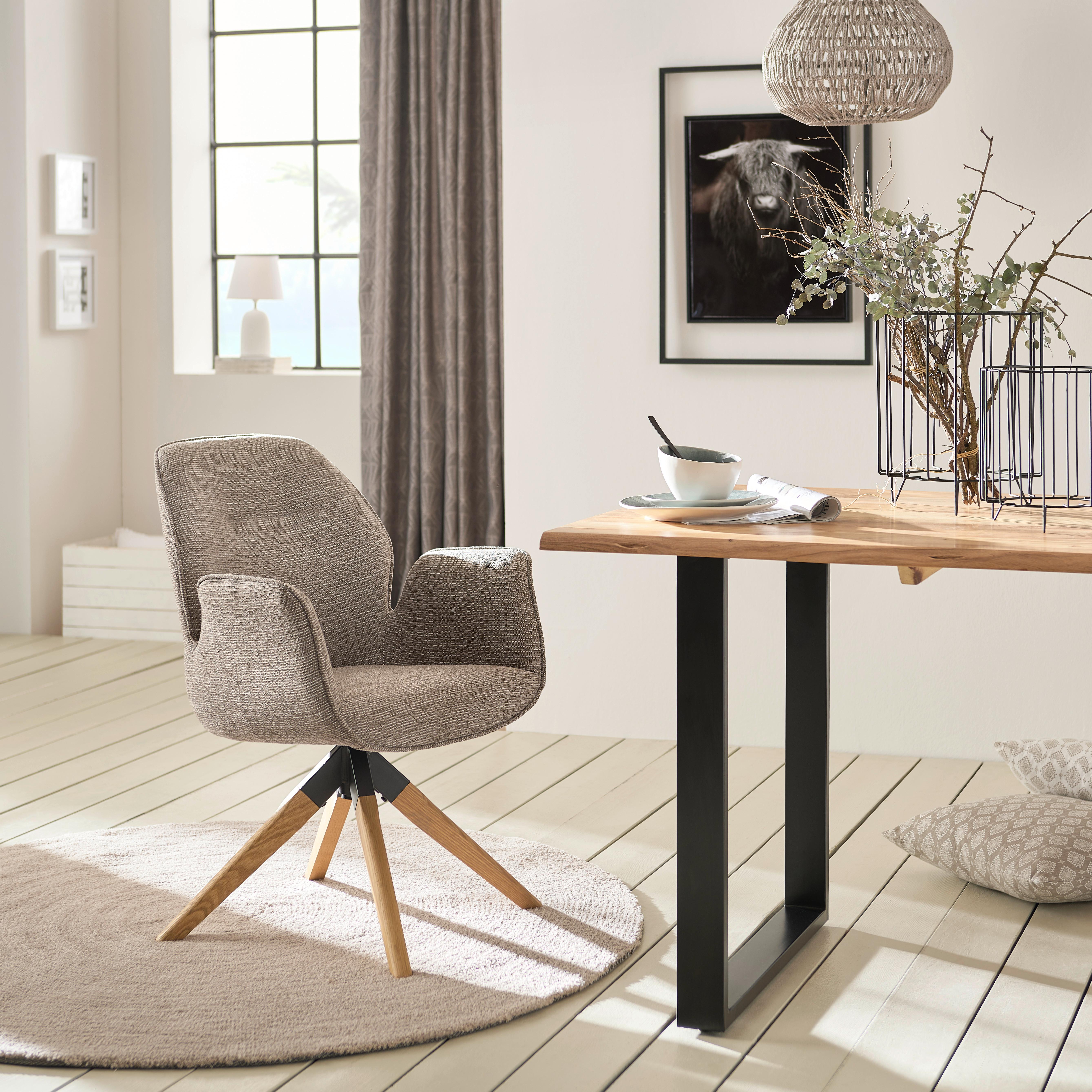 Drehstuhl Savona Grau Eiche Massiv - Braun/Naturfarben, MODERN, Holz/Textil (61/91/59cm) - MID.YOU