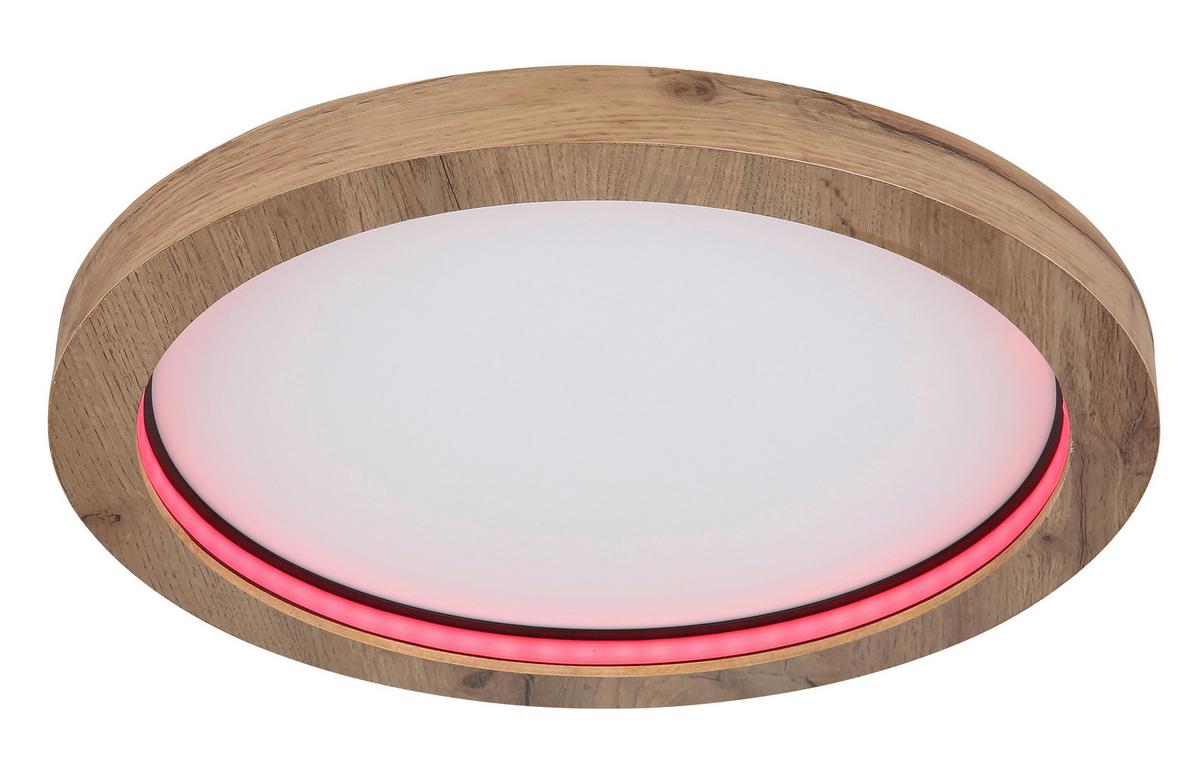 LED-Deckenleuchte 41374-24r - Dunkelbraun/Opal, Natur, Holzwerkstoff/Kunststoff (40/6,5cm) - Globo