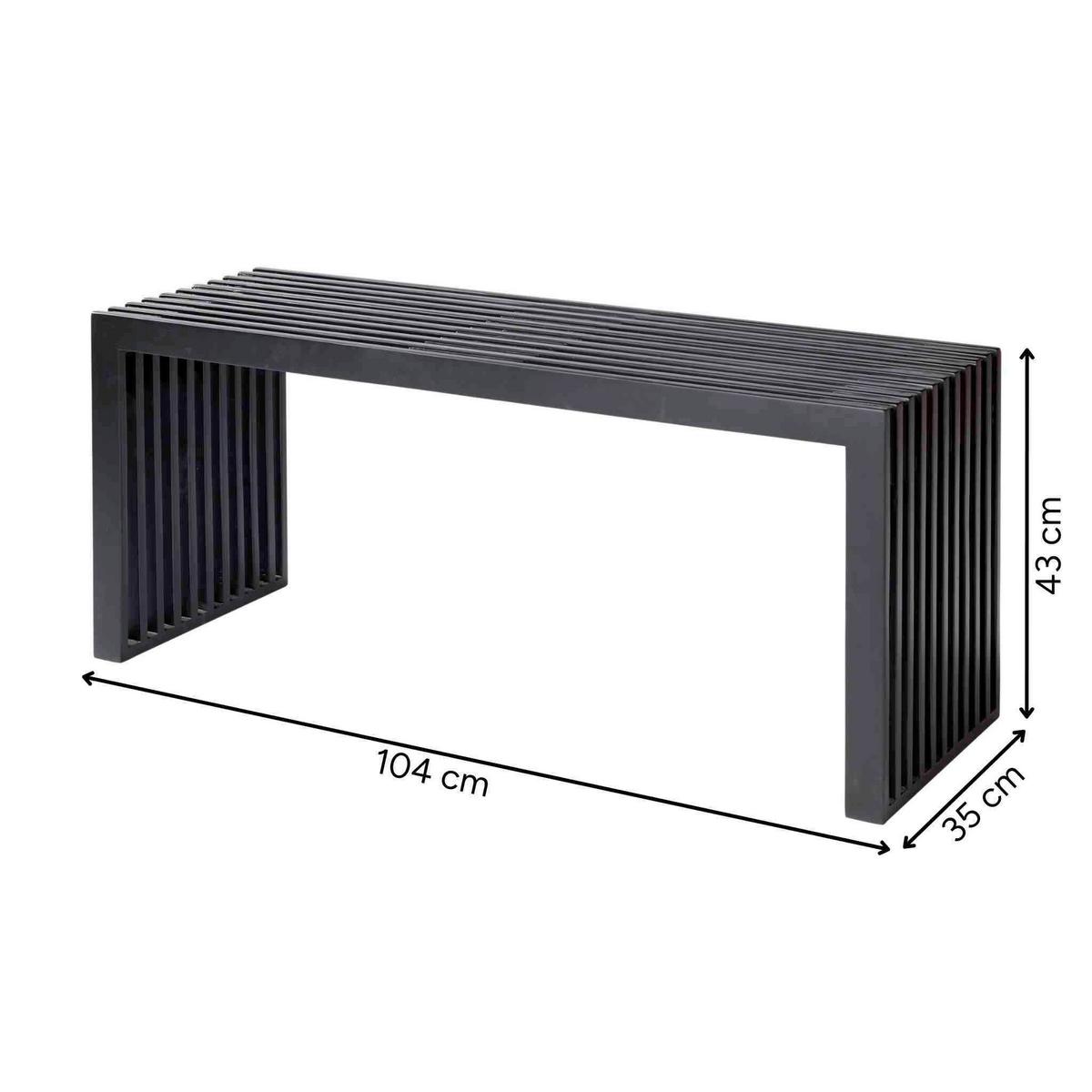 Sitzbank Schwarz Rib 104x43 cm - Schwarz, KONVENTIONELL, Holz (104/43/35cm) - MID.YOU