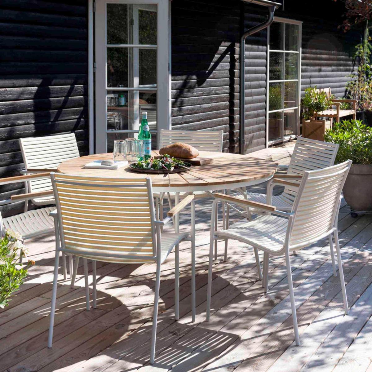 Gartensessel stapelbar Mood MOOD - Weiß/Teakfarben, Natur, Holz/Kunststoff (60/84/56cm) - Gardenson
