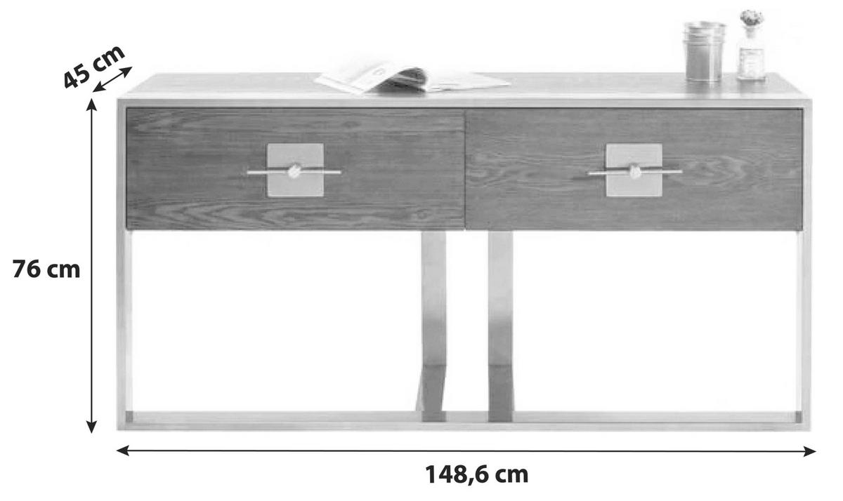 Konsolentisch Osaka - Messingfarben/Braun, Trend, Holzwerkstoff/Metall (148,6/45/76cm) - Kare-Design