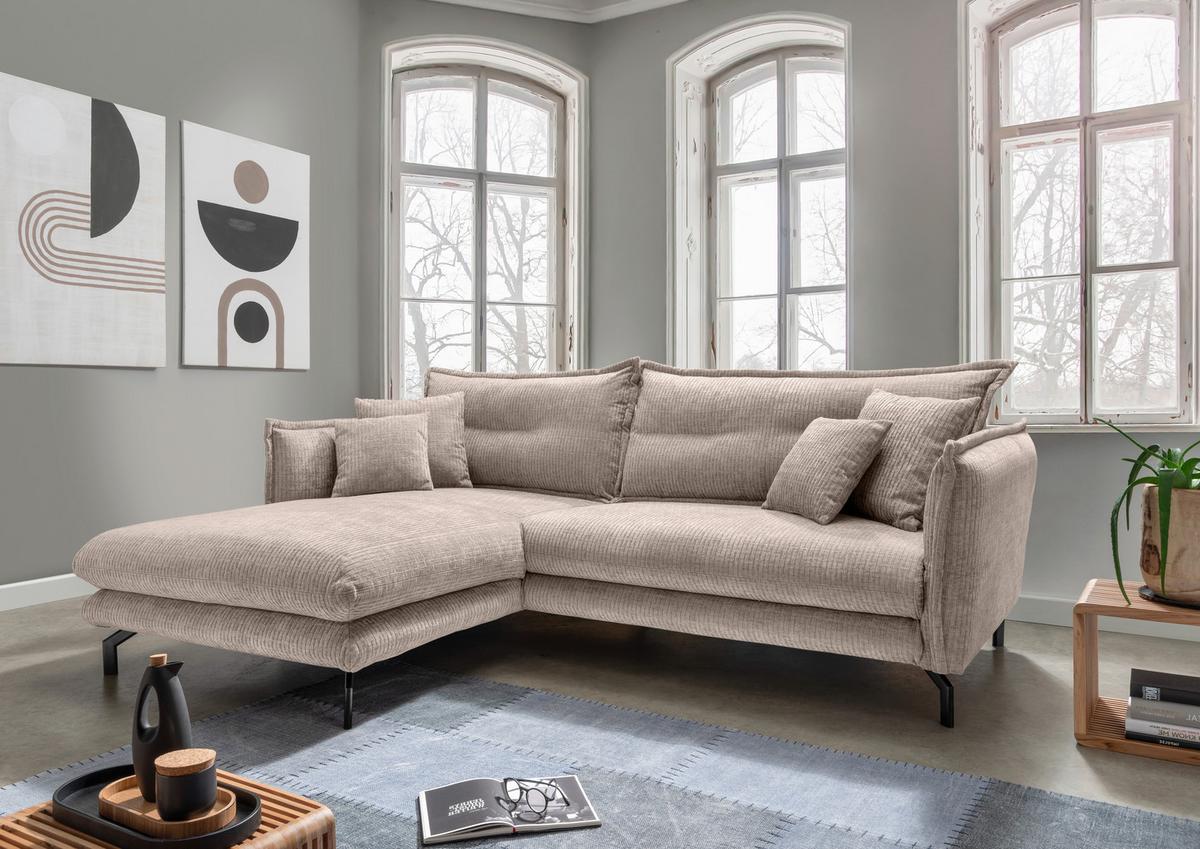 Ecksofa Lava - Beige/Schwarz, Design, Textil (180/255cm) - Livetastic