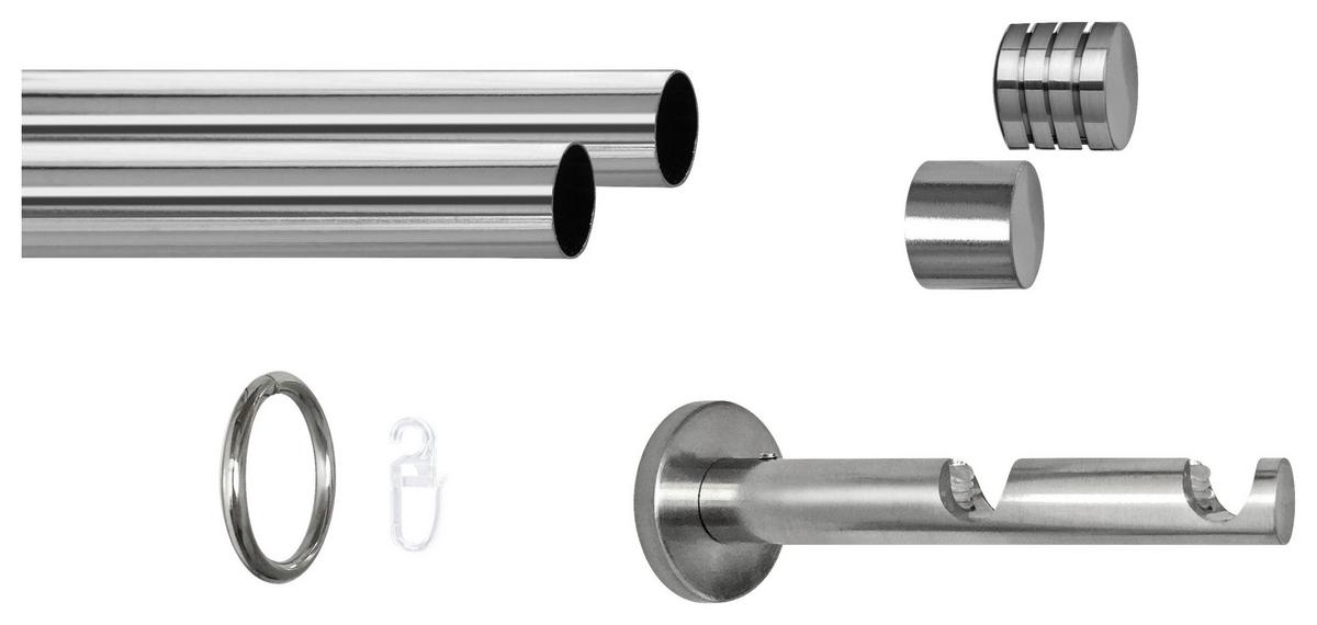 Rundstangengarnitur 2-Lfg Vera Edelstahlfarben L: 160 cm - Edelstahlfarben, KONVENTIONELL, Metall (160cm) - James Wood