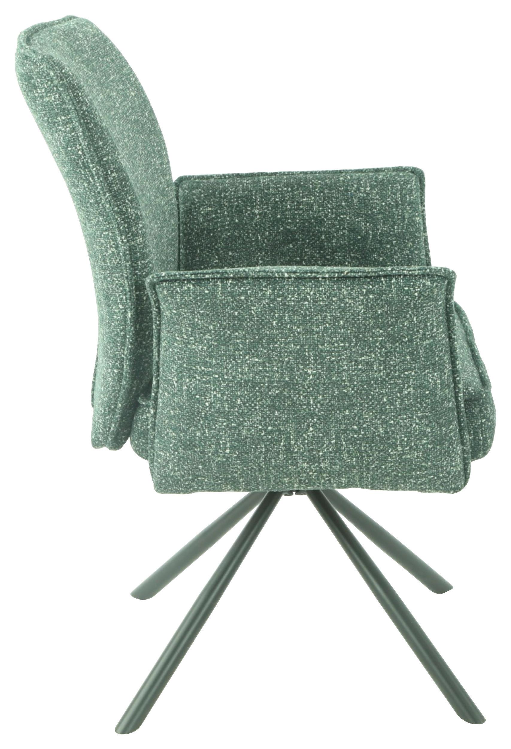 Vierfußstuhl Ellen Ii Webstoff Grün, B: 49 Cm - Schwarz/Grün, MODERN, Textil/Metall (49/90/60cm)