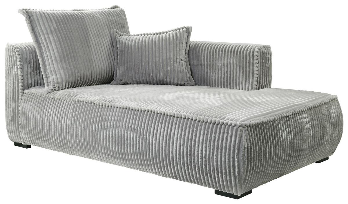 Recamiere Modena Rechts Hellgrau, B: 208 cm - Hellgrau/Schwarz, Design, Textil (207/75/121cm) - MID.YOU