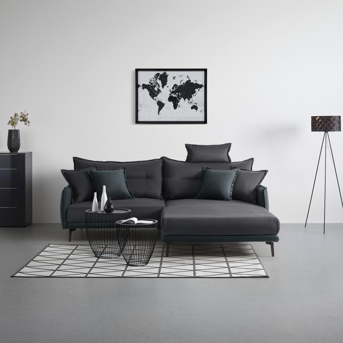 Rohová sedačka NUOVO, oboustranná, tmavě šedá - černá/tmavě šedá, Moderní, kov/textil (245/190cm) - Mömax