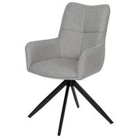 Armlehnstuhl Emily Leinenoptik Beige B: 57 cm - Beige/Schwarz, KONVENTIONELL, Textil/Metall (56/90/64cm)
