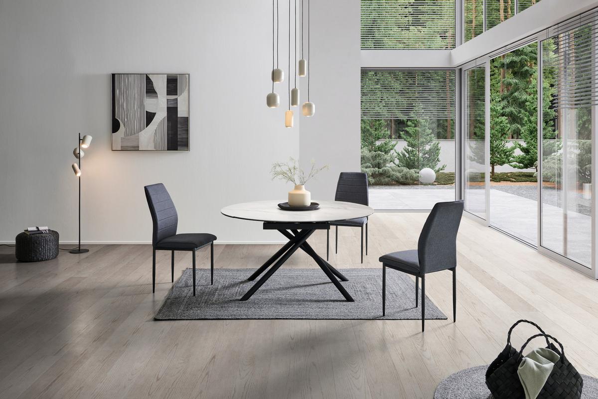 Esstisch Tiana - Schwarz/Weiß, LIFESTYLE, Glas/Keramik (90-140/76/140cm) - MID.YOU