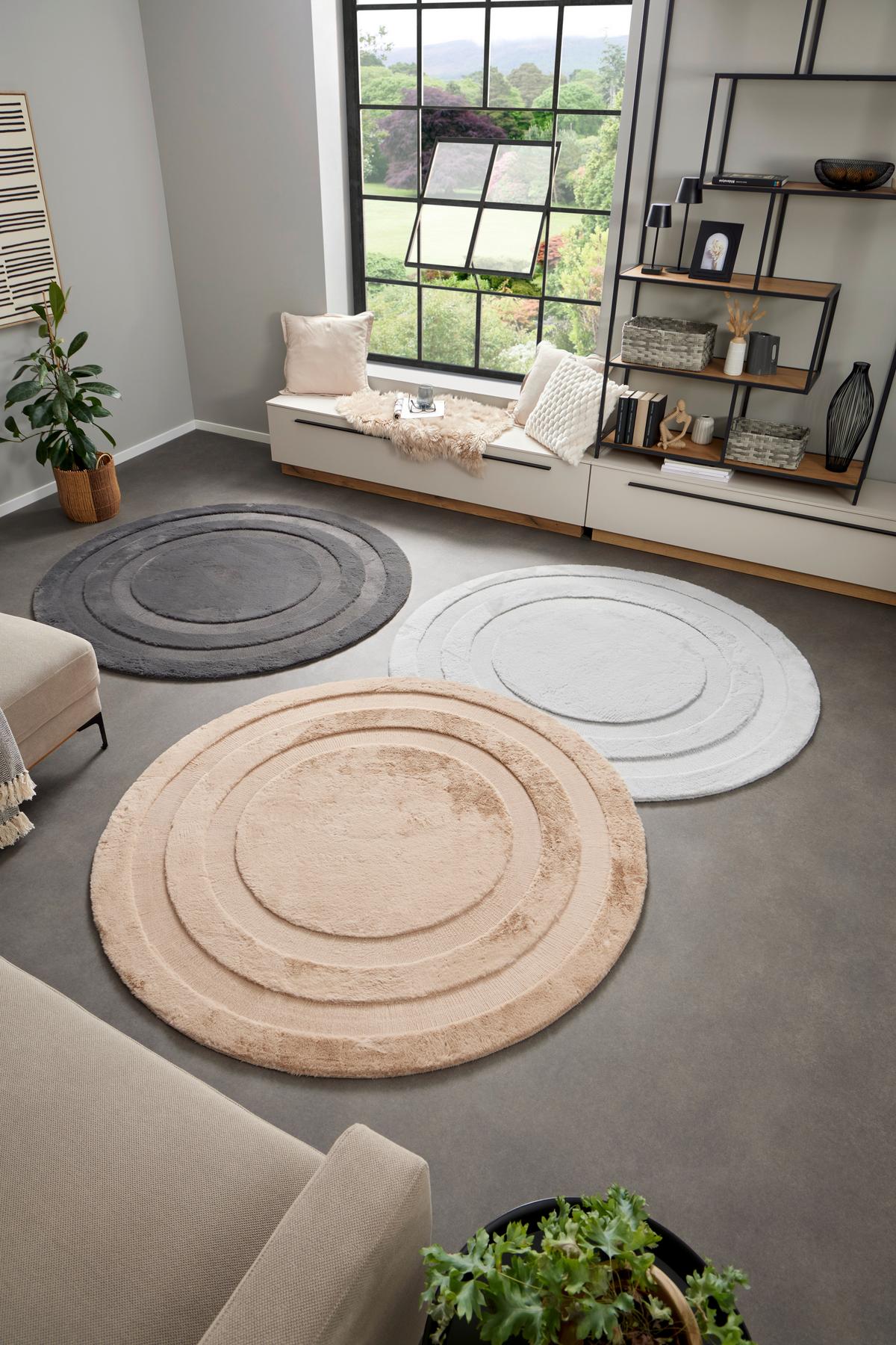 Szörme Szőnyeg Oscar Átmérő Kb. 160cm - bézs, Modern, textil (160cm) - Luca Bessoni