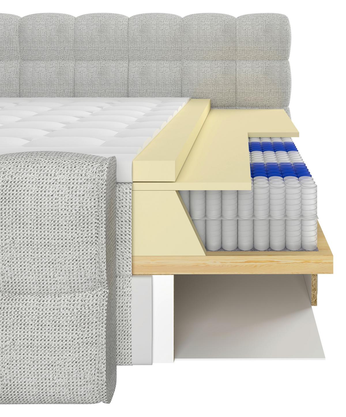 BOXSPRINGBETT inkl. Bettkasten 160x200 - Grauweiß/Schwarz, Trend, Holz/Holzwerkstoff (160/200cm) - Sembella