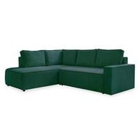 Sedačka OLIVER, ľavá, tmavozelená farba - čierna/tmavozelená, Design, textil/plast (194/247cm) - MID.YOU