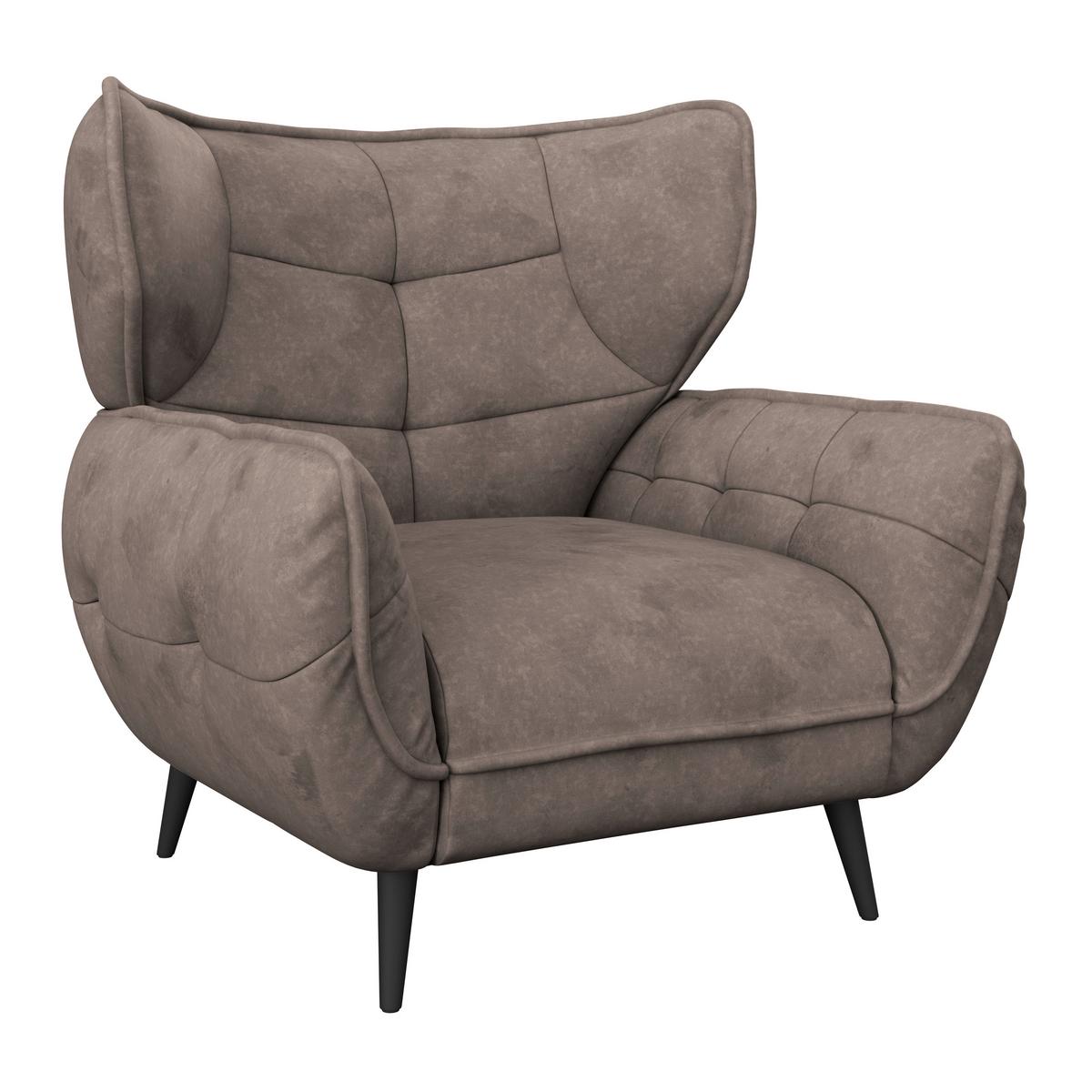 Kreslo ušiak PESCARA, hnedá - hnedá/čierna, Modern, textil (103/105/98cm)