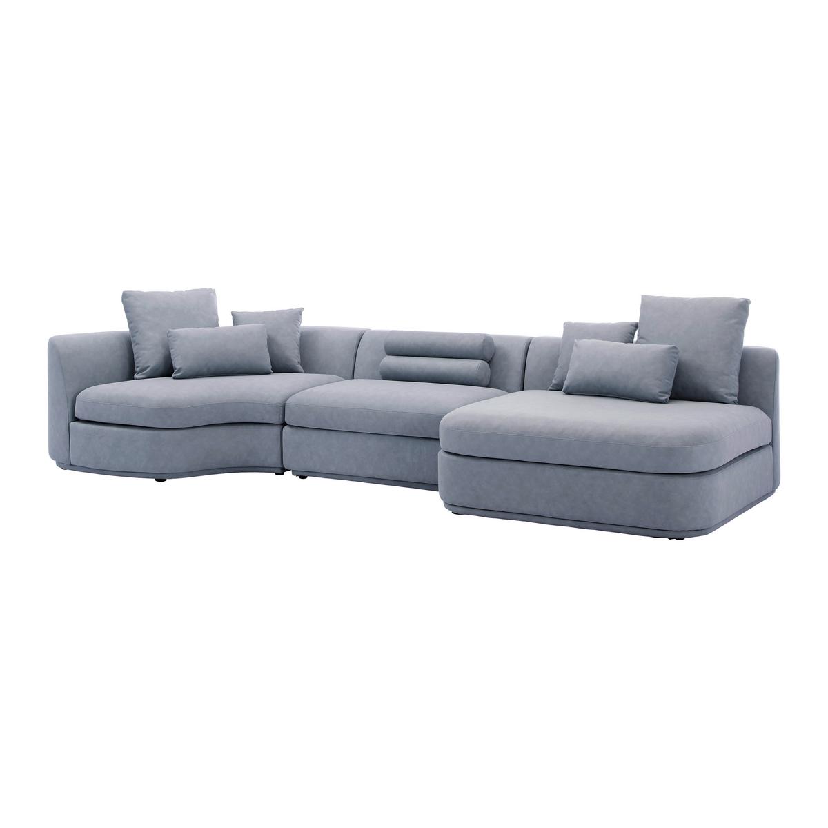 Sedací souprava Anna modrošedá - šedá/bílá, Moderní, dřevo/textil (360/71/134cm) - Bessagi Home