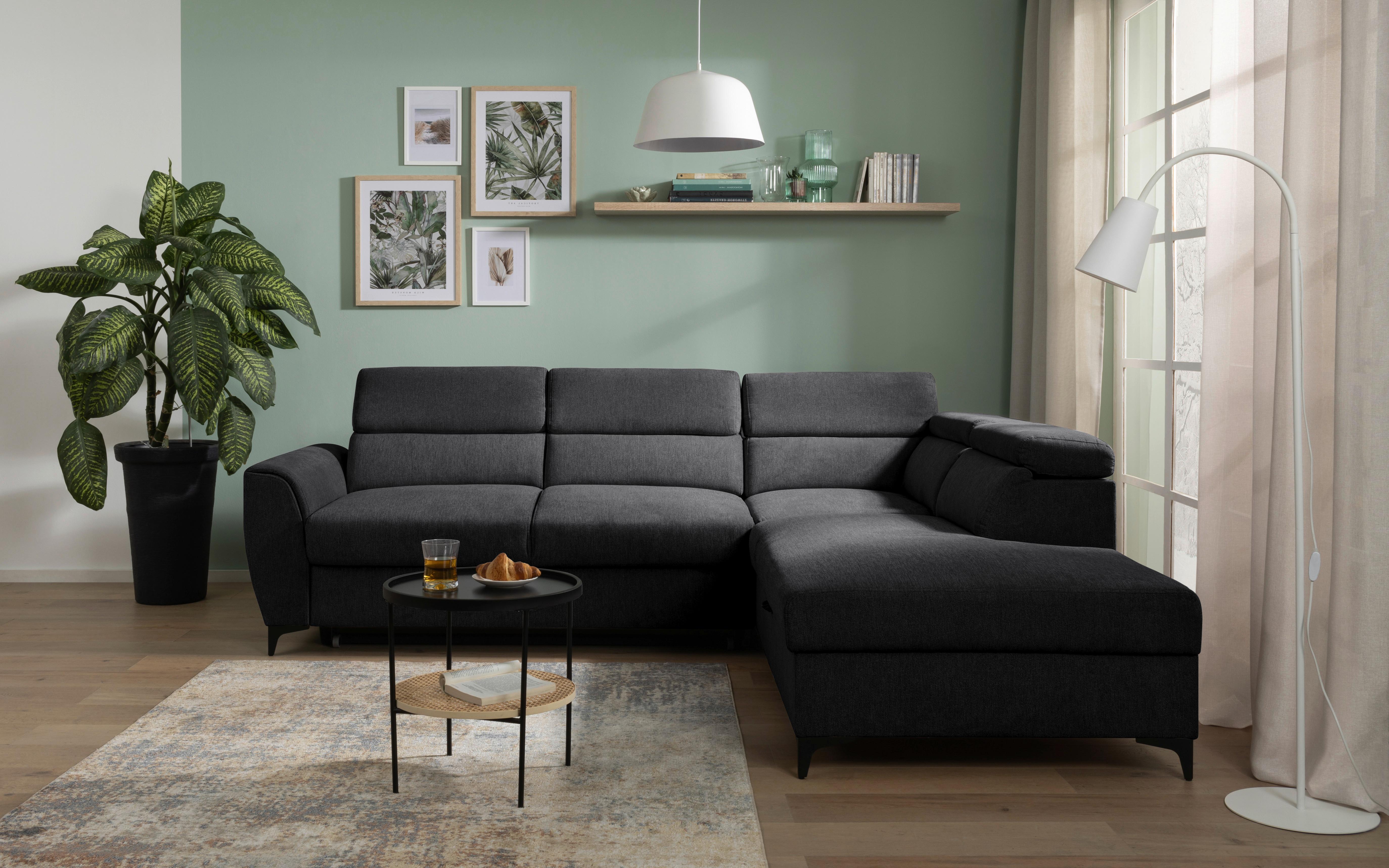 Ecksofa Lapis Schwarz S: 255/217 cm - Schwarz, KONVENTIONELL, Textil (255/217cm) - MID.YOU