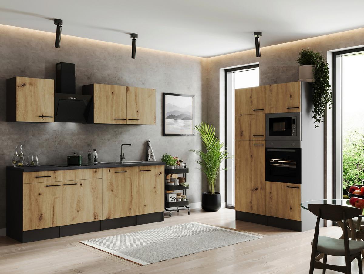 Küchenblock Oliver Artisan Dekor B: 340 cm - Eiche Artisan/Grau, Design, Holzwerkstoff (340cm) - Respekta