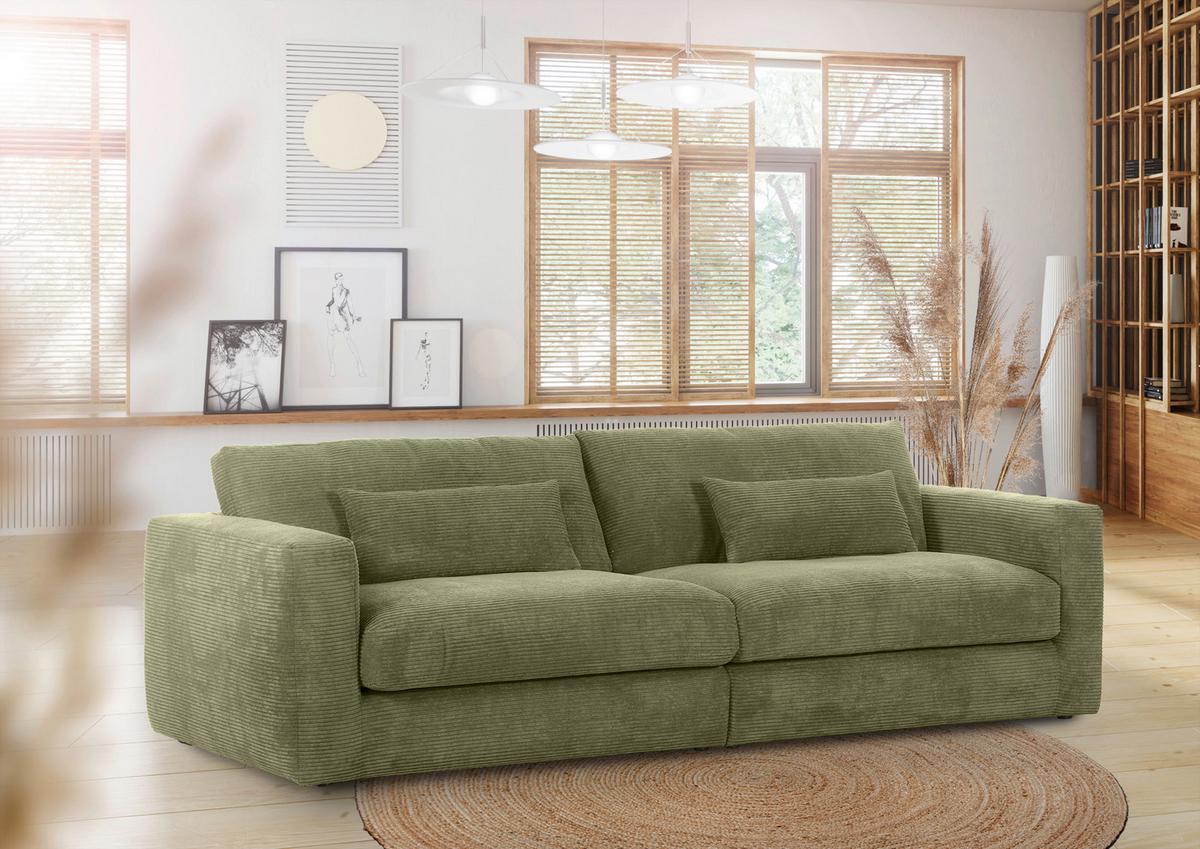 Bigsofa Manolis Dunkelgrün B: 260 Cm - Dunkelgrün/Schwarz, KONVENTIONELL, Textil (260/66/115cm) - MID.YOU