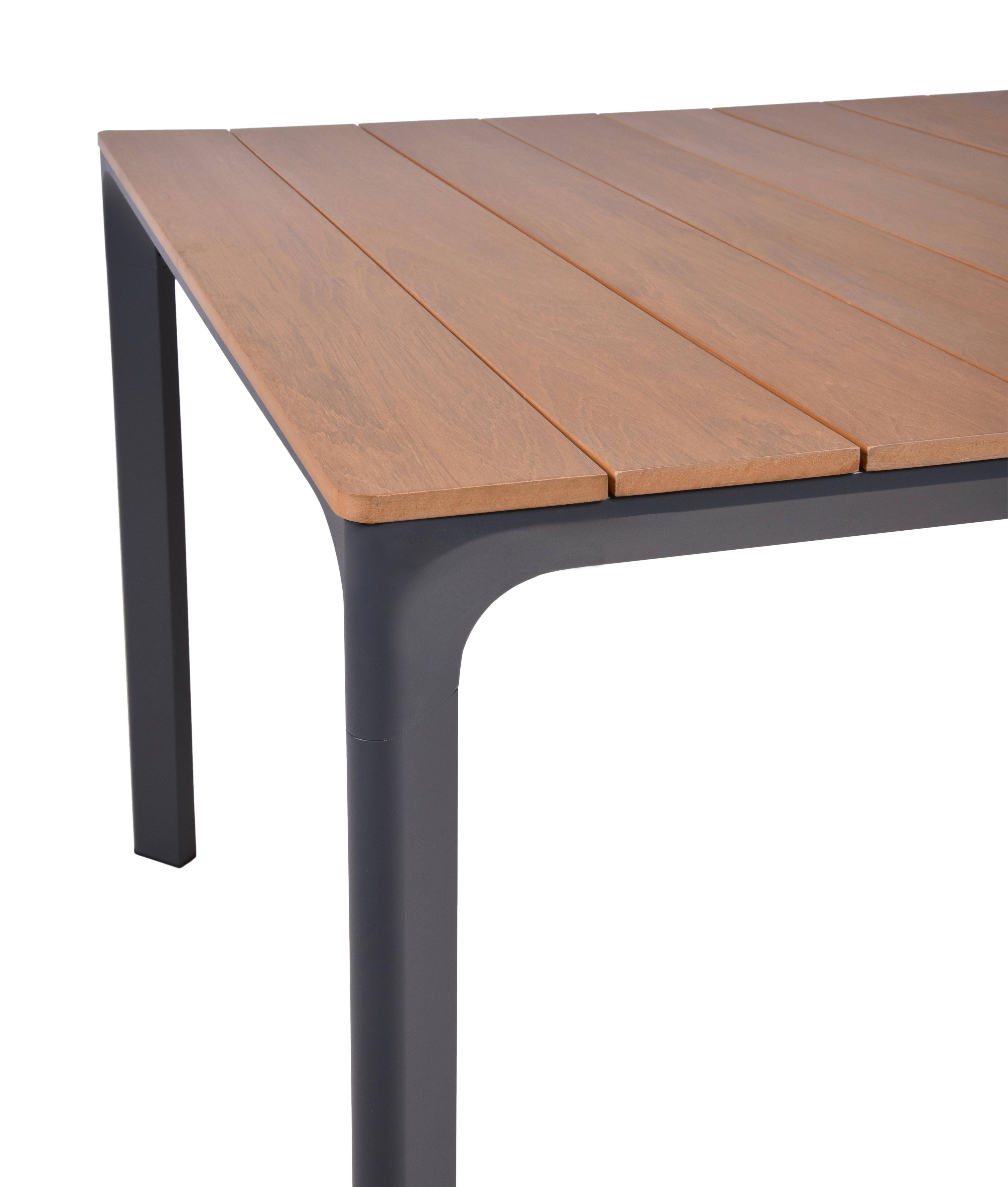 Gartentisch Silea - Anthrazit/Braun, Basics, Kunststoff/Metall (208/100/74cm) - Gardenson