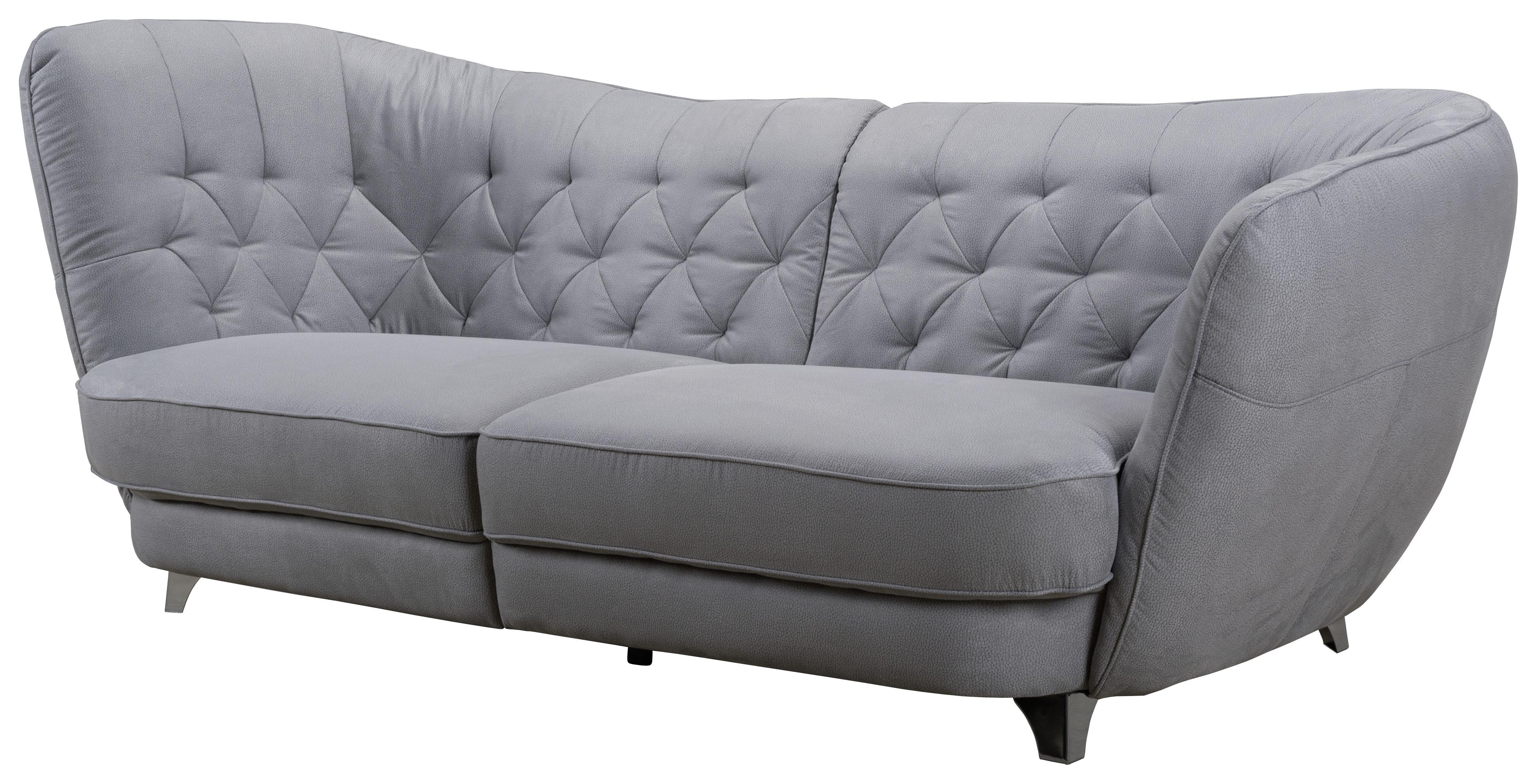 Big Sofa mit Echtem Rücken Retro B: 256 cm Grau - Chromfarben/Grau, MODERN, Textil (256/85/115cm) - MID.YOU